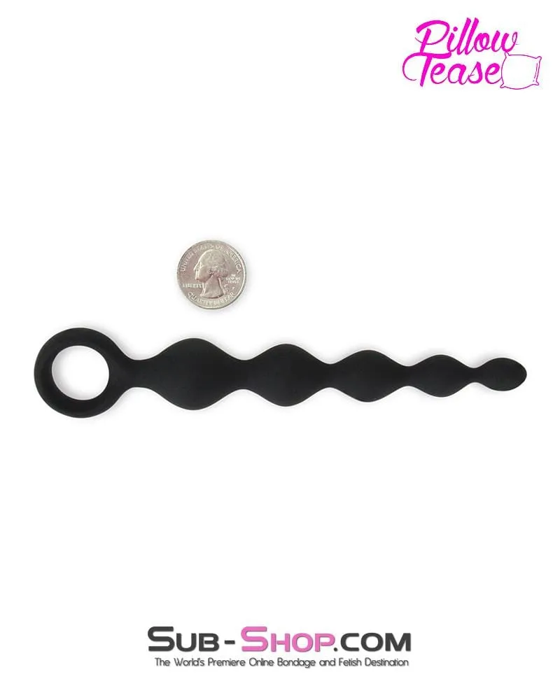 0688E      Black Silicone Anal Beads with Super Climax Pull Cord - LAST CHANCE - Final Closeout!
