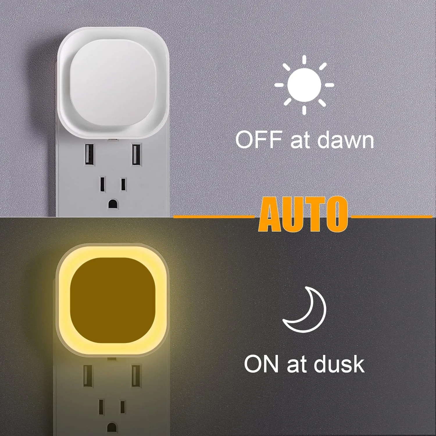 2 Pack Plug in Dimmable Nightlight, Auto Dusk to Dawn Sensor, LED Night Light, Soft Glow, Diffused Light, Warm White Night Light for Bathroom, Hallway, Kitchen, Bedroom, Garage
