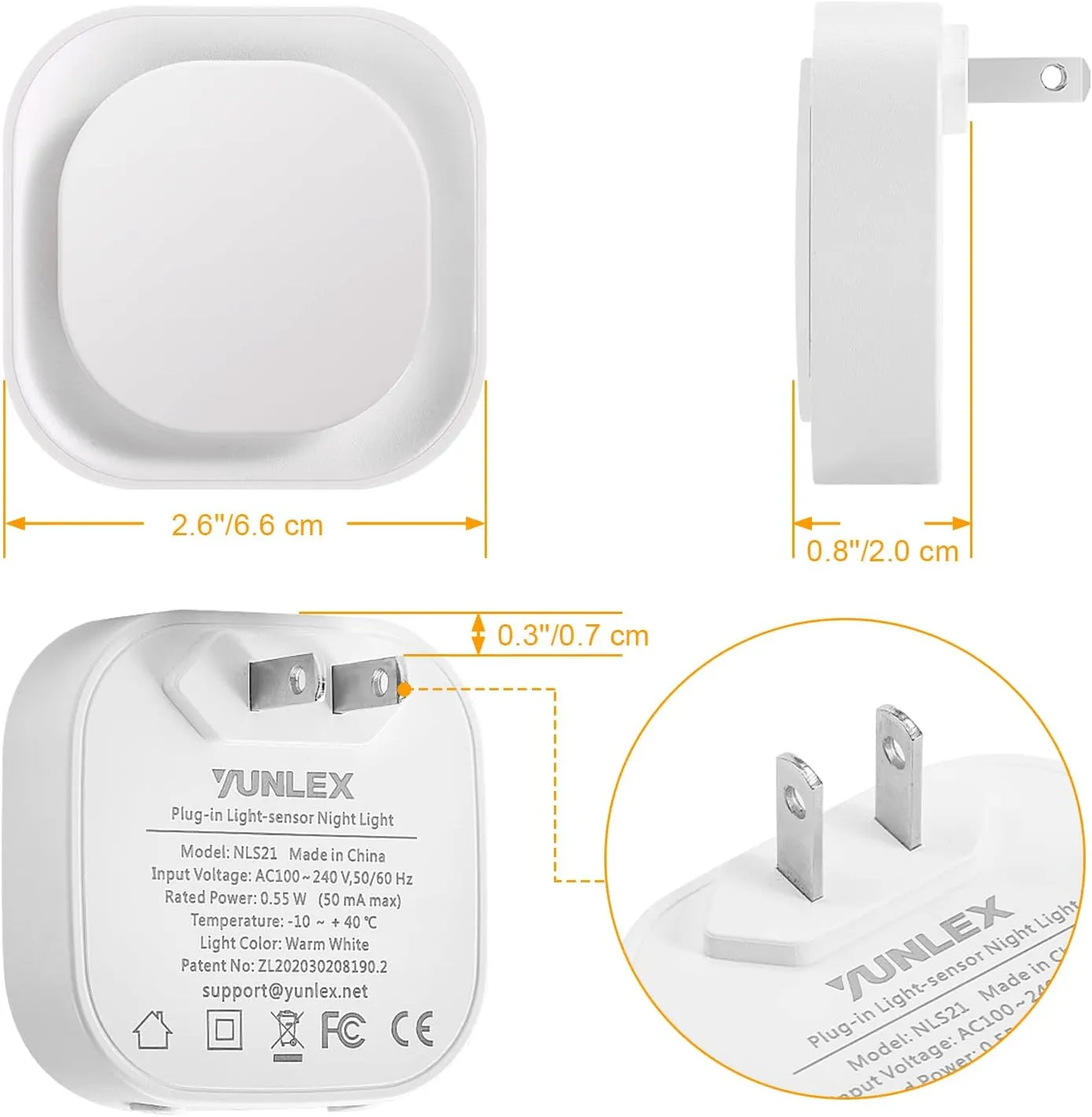 2 Pack Plug in Dimmable Nightlight, Auto Dusk to Dawn Sensor, LED Night Light, Soft Glow, Diffused Light, Warm White Night Light for Bathroom, Hallway, Kitchen, Bedroom, Garage