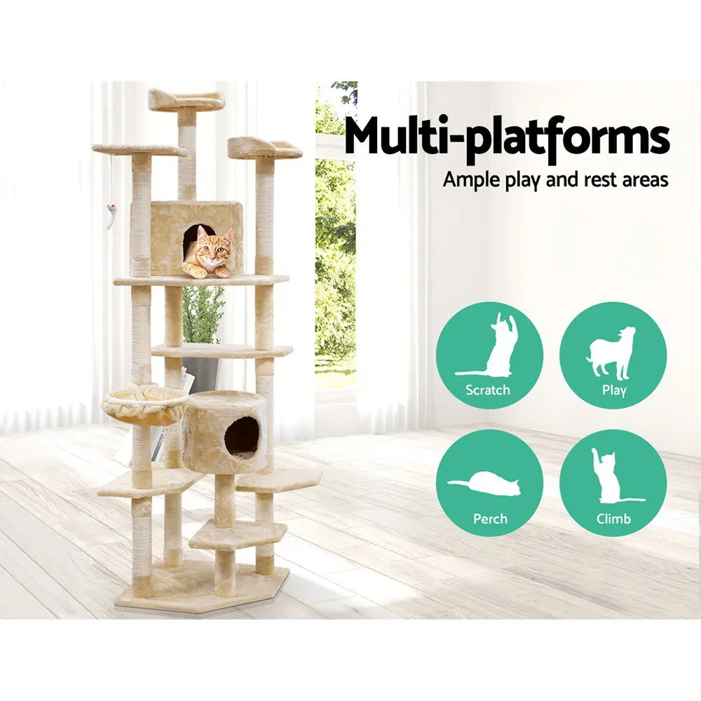 203cm Multi-Level Cat Tree, Scratch Posts, Hammock - i.Pet
