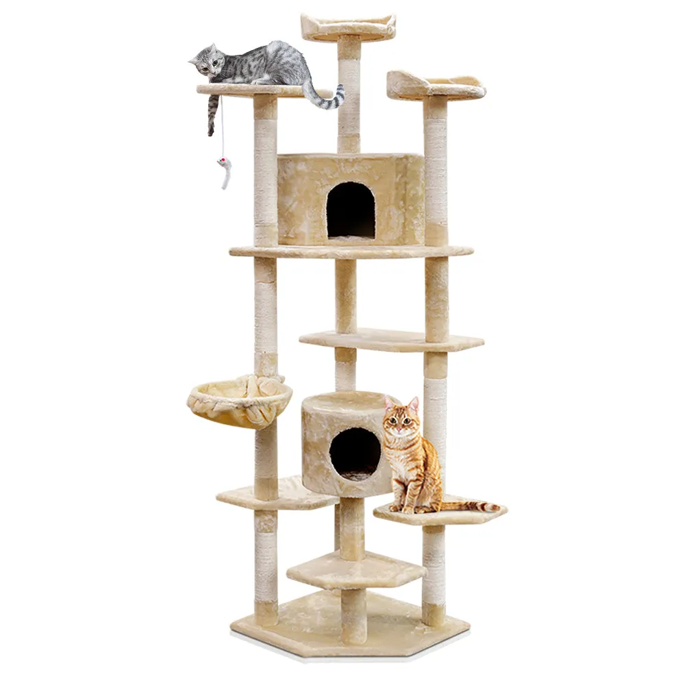 203cm Multi-Level Cat Tree, Scratch Posts, Hammock - i.Pet