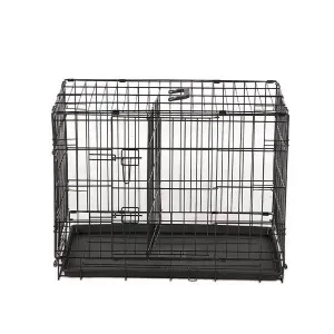 24" Collapsible Metal Dog Crate with Divider and Tray