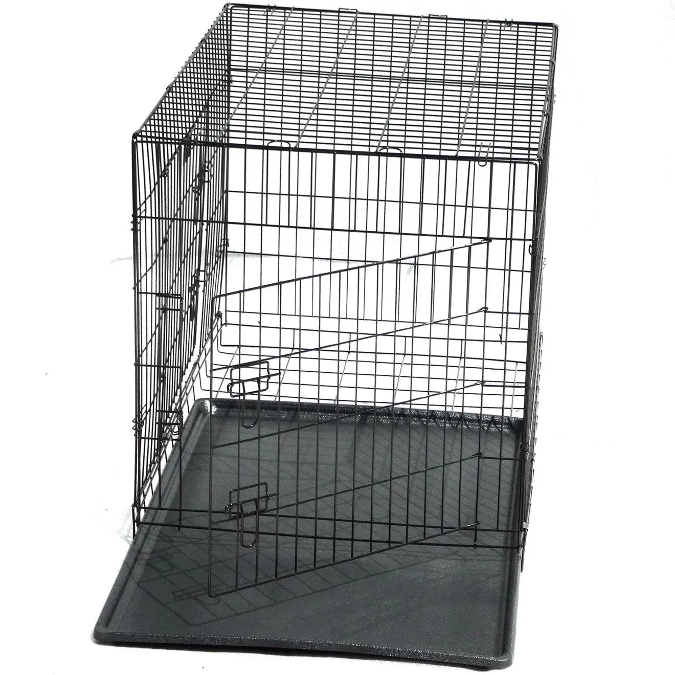 24" Collapsible Metal Dog Crate with Divider and Tray