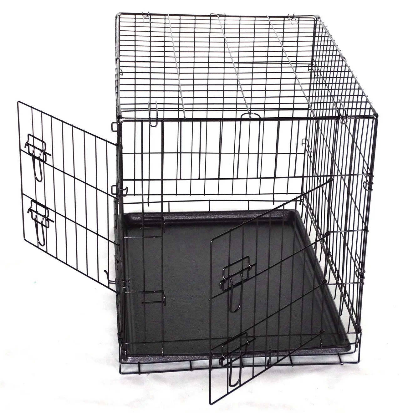 24" Collapsible Metal Dog Crate with Divider and Tray