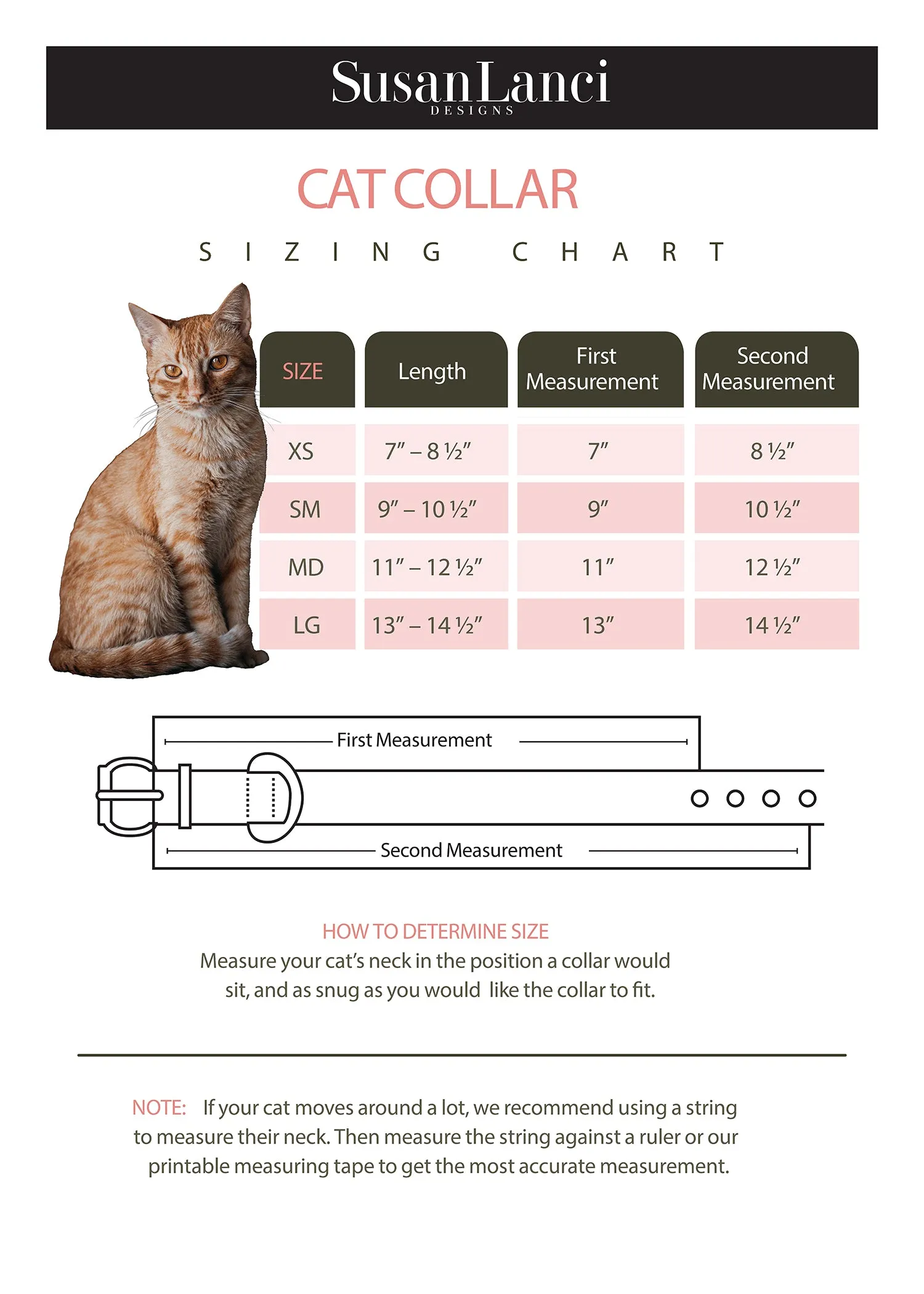 3 Row Gold Giltmore 1/2" Cat  Collar