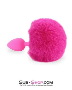3717M      Somebunny Loves You Pink Powder Puff Bunny Tail, Small Pink Silicone Plug
