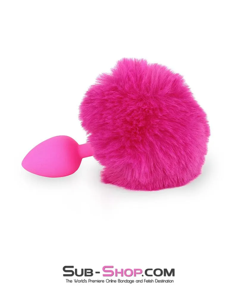 3717M      Somebunny Loves You Pink Powder Puff Bunny Tail, Small Pink Silicone Plug