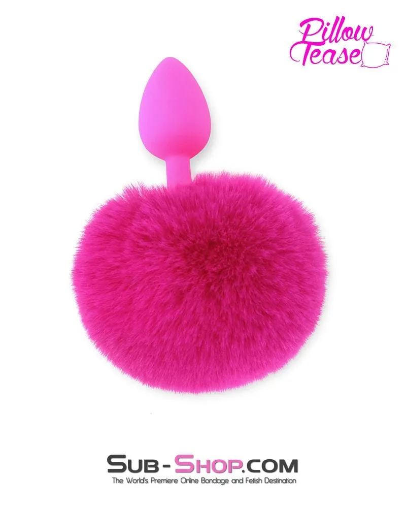 3717M      Somebunny Loves You Pink Powder Puff Bunny Tail, Small Pink Silicone Plug