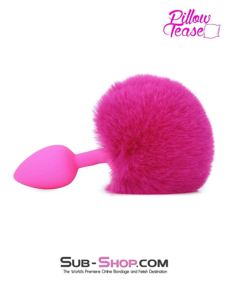 3717M      Somebunny Loves You Pink Powder Puff Bunny Tail, Small Pink Silicone Plug