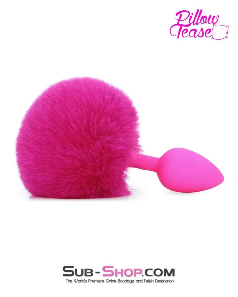3717M      Somebunny Loves You Pink Powder Puff Bunny Tail, Small Pink Silicone Plug