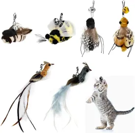 6 Pieces Cat Feather Toys Replacement Bird Insect Cat Toy Wand Refills Cats Toy Replacement Natural Bird Feathers for Cats Toys