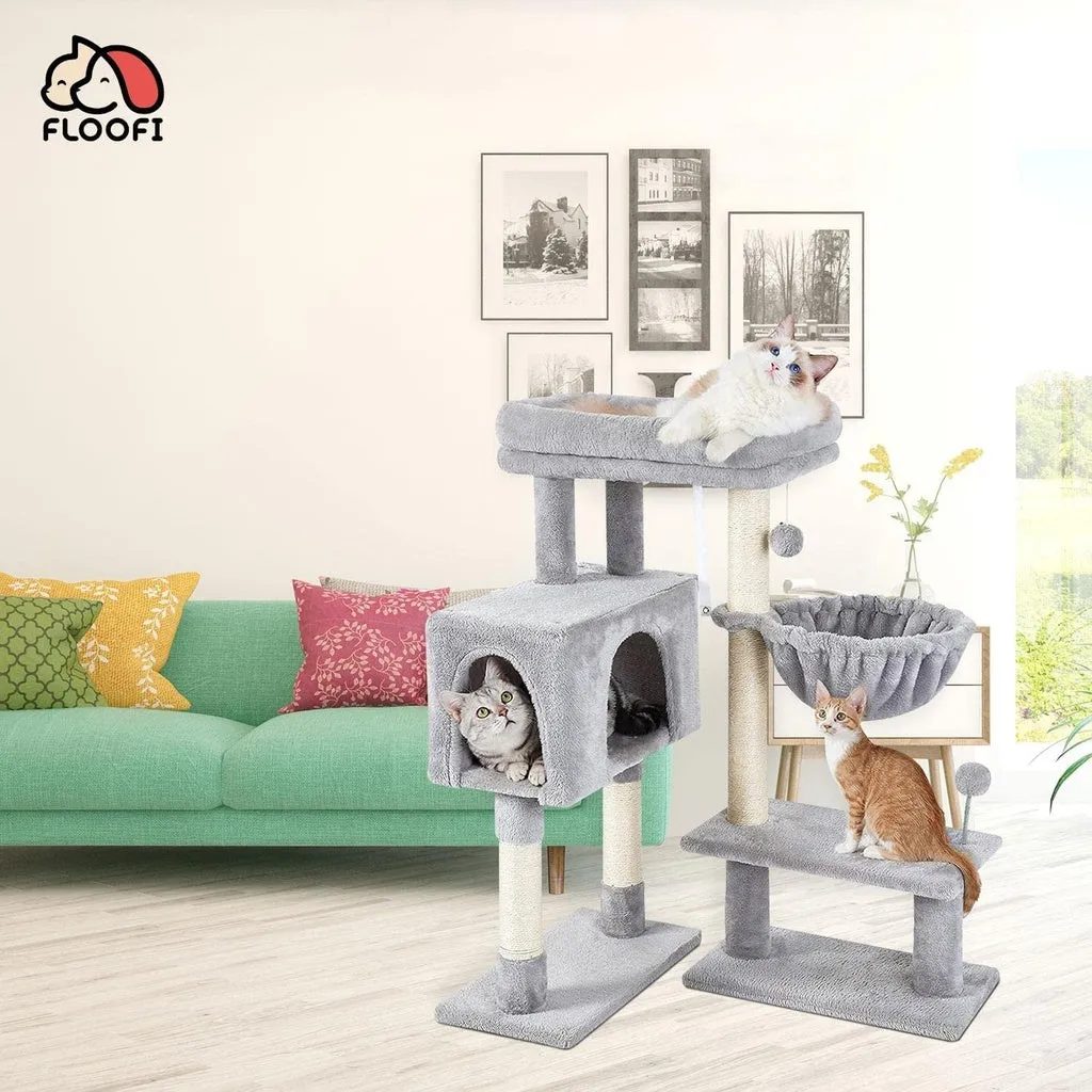 Adjustable 3-Tier 97cm Cat Tree with Sisal Posts Floofi