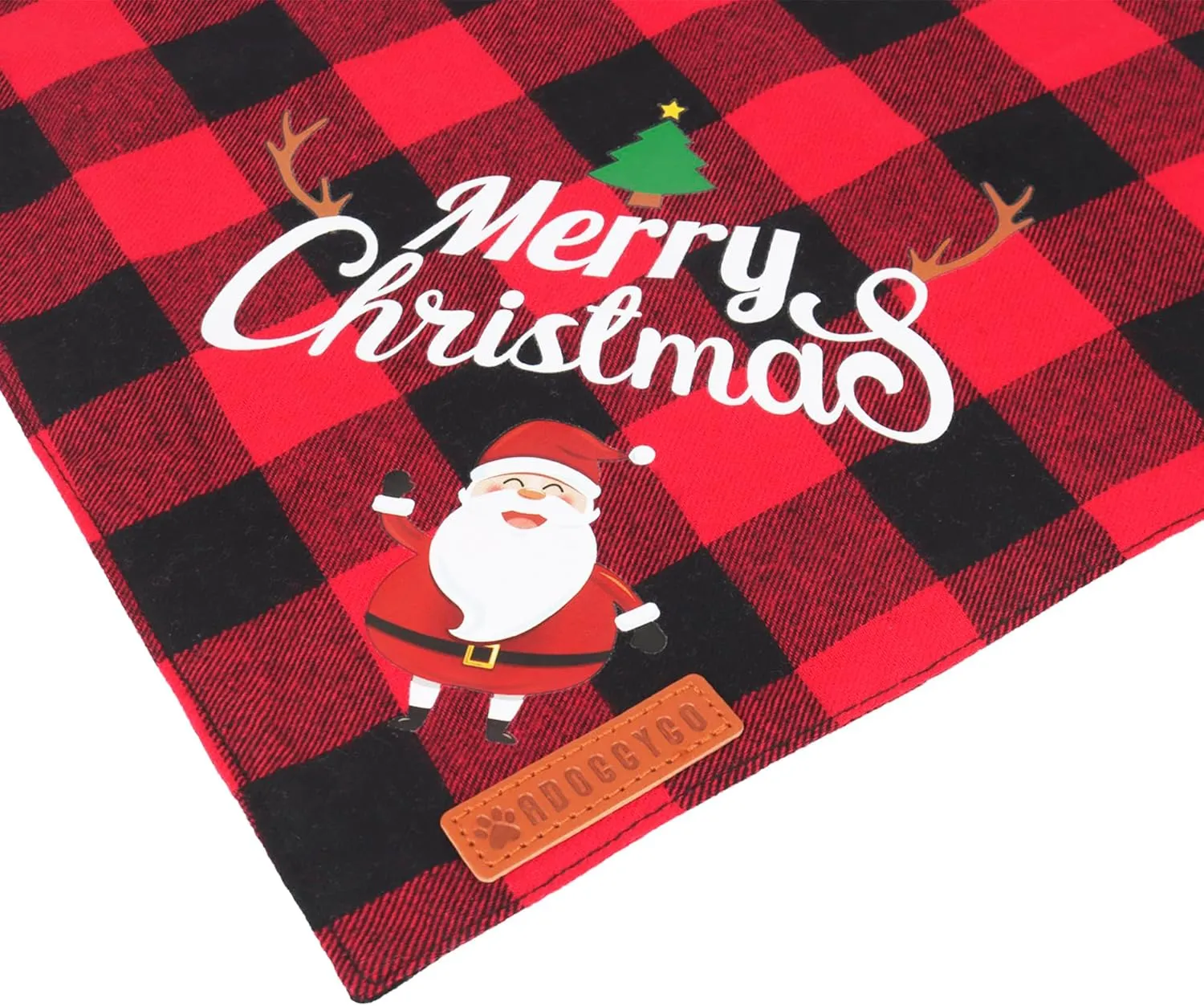 ADOGGYGO 2 Pack Dog Bandana Christmas Classic Plaid Pet Scarf Triangle Bibs Kerchief Merry Christmas Santa Snowman Bandana for Large X-Large Dogs Pets (X-Large)
