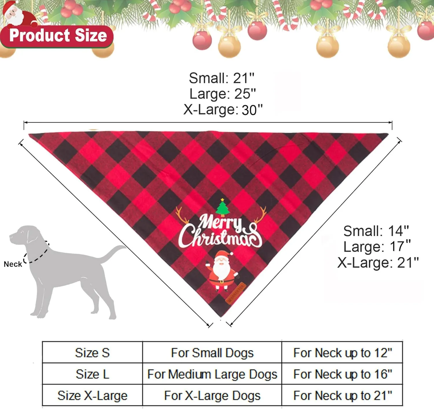 ADOGGYGO 2 Pack Dog Bandana Christmas Classic Plaid Pet Scarf Triangle Bibs Kerchief Merry Christmas Santa Snowman Bandana for Large X-Large Dogs Pets (X-Large)