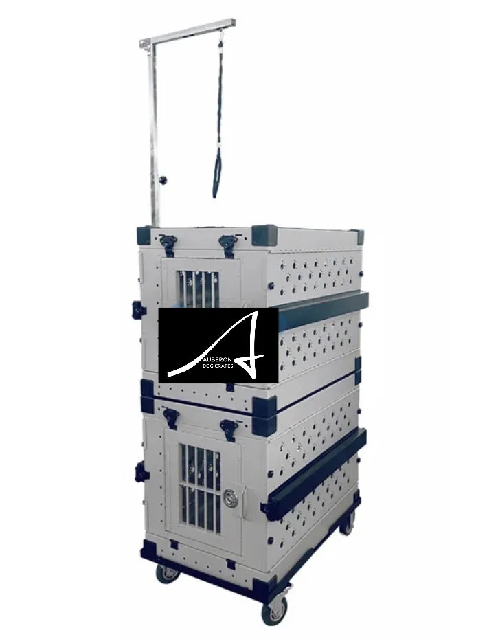 Aluminium ‘Show & Groom’ DOUBLE Crate with Trolley and Grooming Set