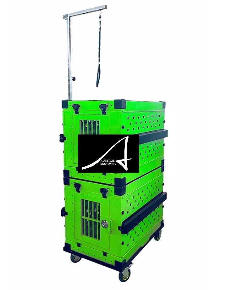 Aluminium ‘Show & Groom’ DOUBLE Crate with Trolley and Grooming Set
