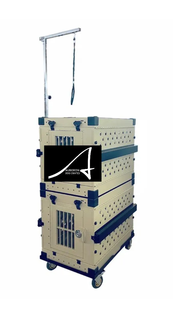 Aluminium ‘Show & Groom’ DOUBLE Crate with Trolley and Grooming Set