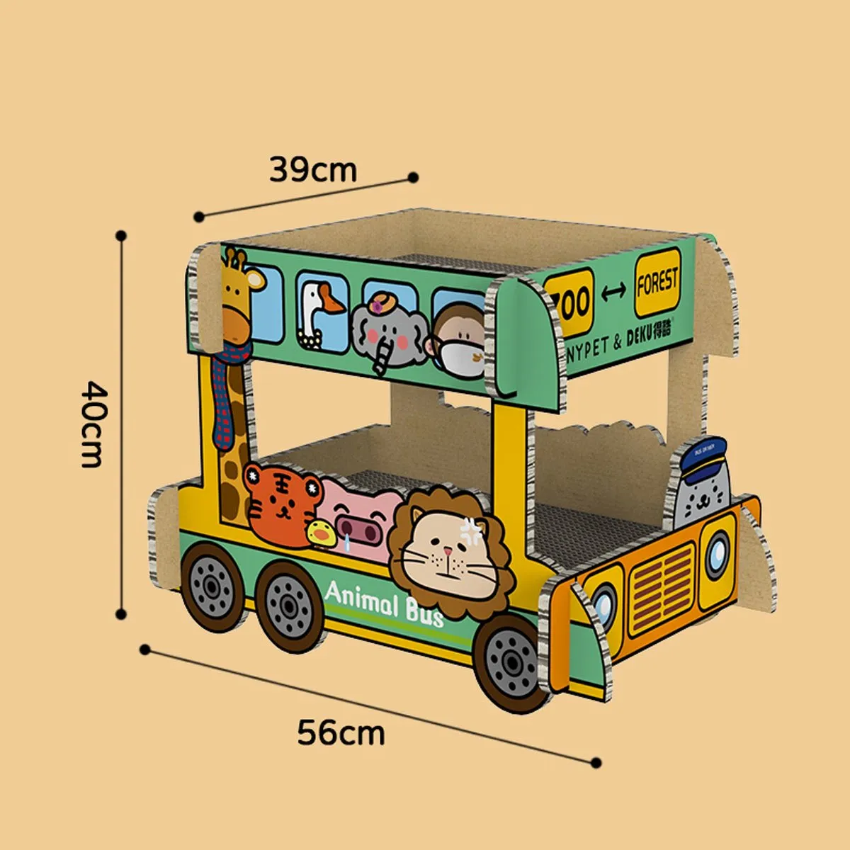 Animal Bus Green Cat Scratching Board