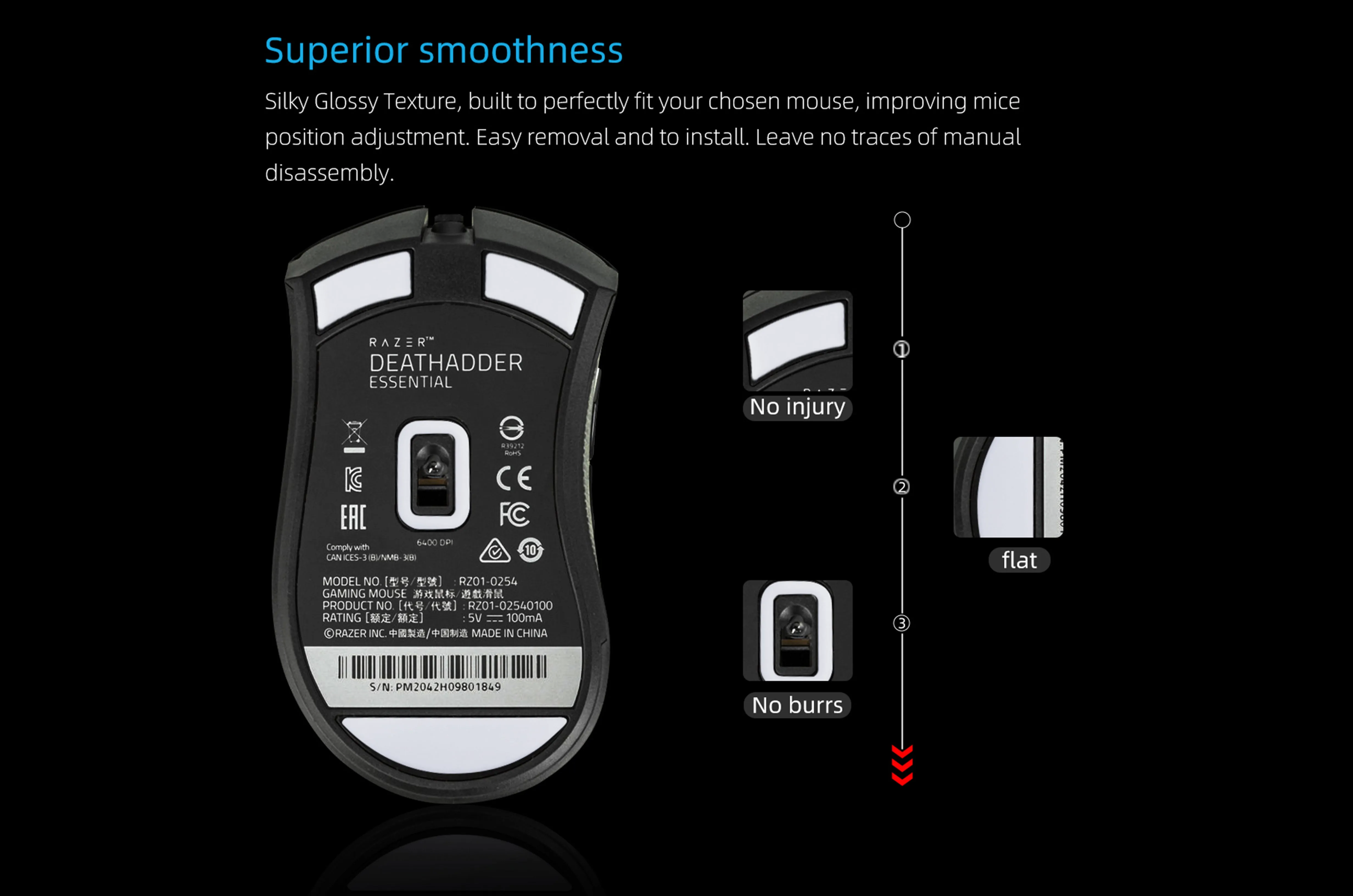 Optimized E-commerce Product Title: PTFE Skates for Razer DeathAdder Essential Mouse