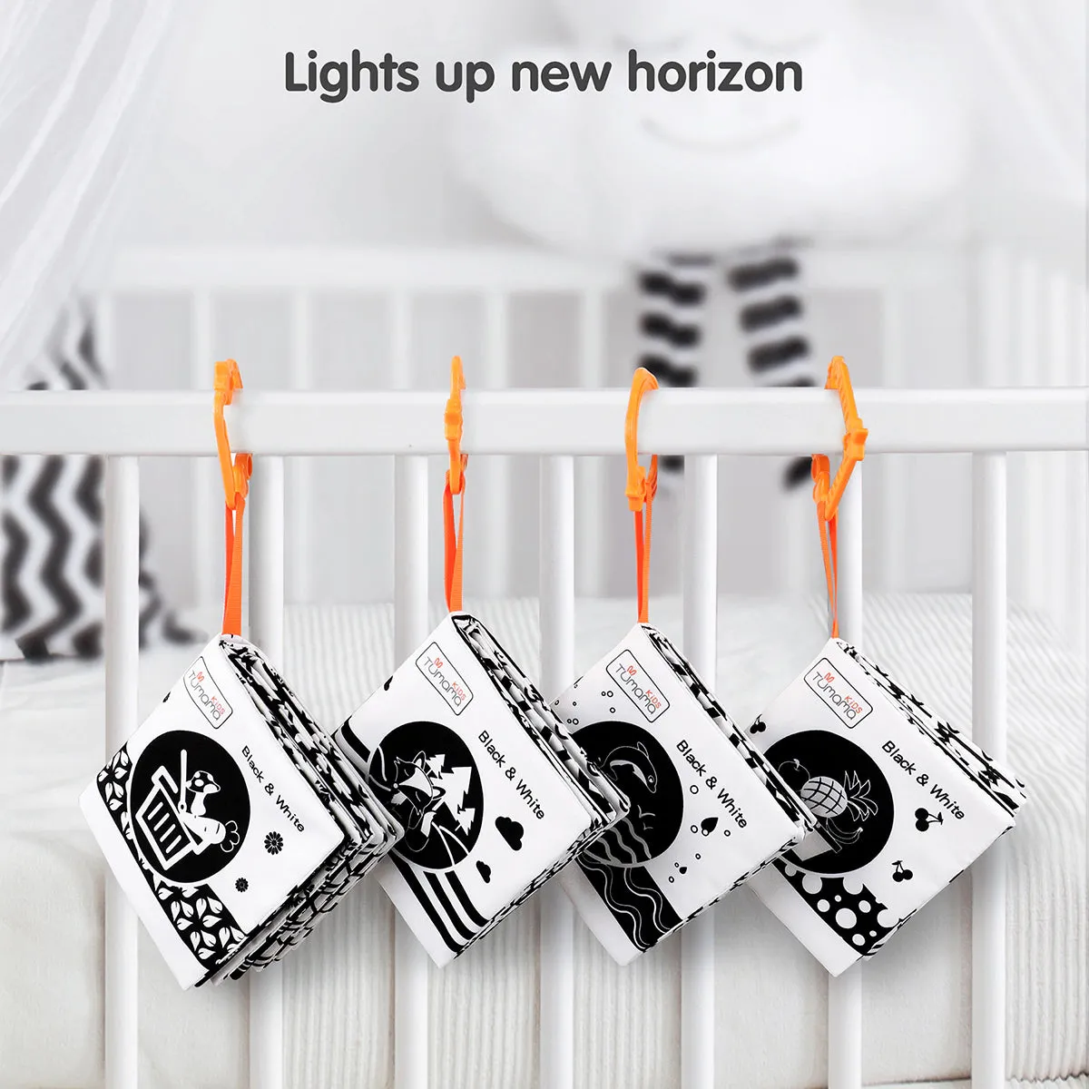 Baby book, my first crinkle books soft cloth toys, black and white activity busy books animals, fruit, vegetable learning toy set for baby toddler 3 Month 