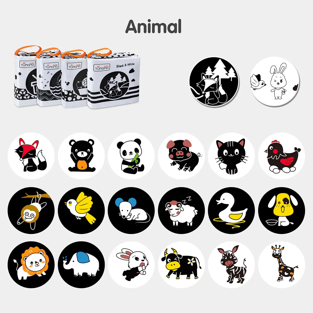 Baby book, my first crinkle books soft cloth toys, black and white activity busy books animals, fruit, vegetable learning toy set for baby toddler 3 Month 