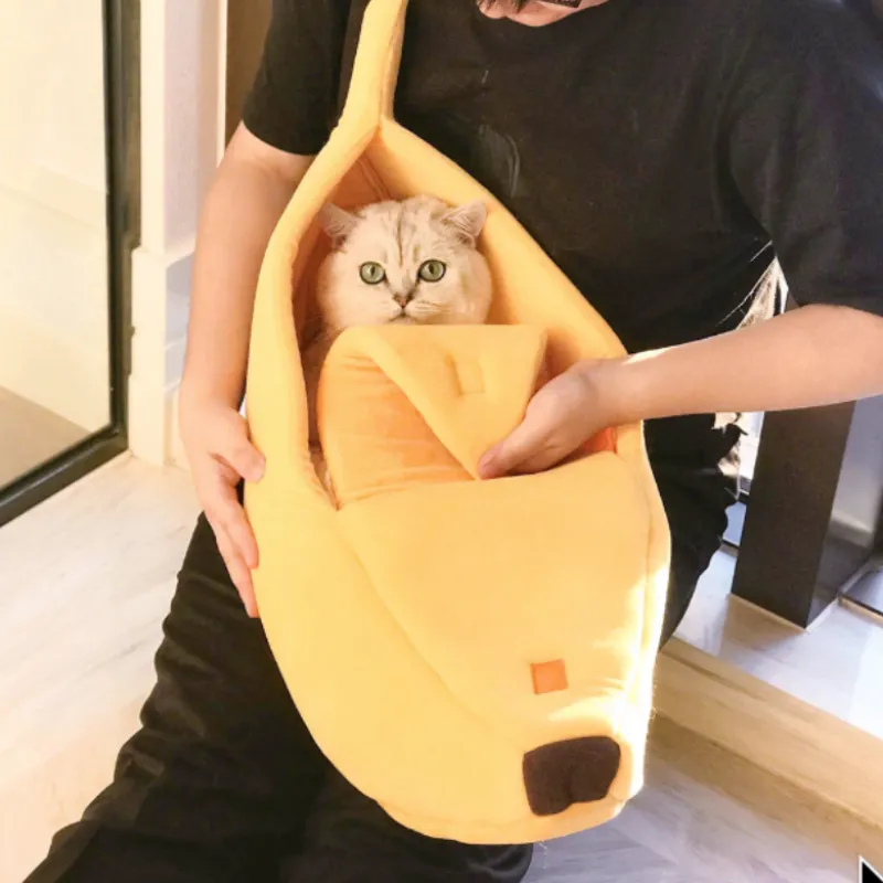 Banana Cat Bed Soft Cozy Pet Beds Medium & Large