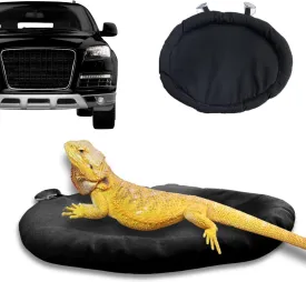 Bearded Dragon Bed Soft Mat with Suction Cup Bearded Dragon Sleep Cushion Washable for Travel Reptile Tank Accessories Small Animal Carrier for Lizard Leopard Gecko (Black)
