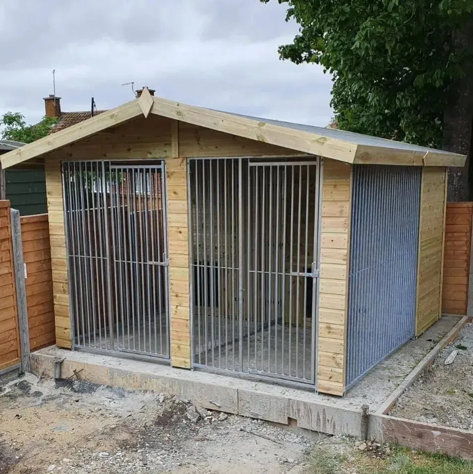 Benchmark Dog Kennel with Apex Roof - Duo 10 x 8ft, Premium Wood Range