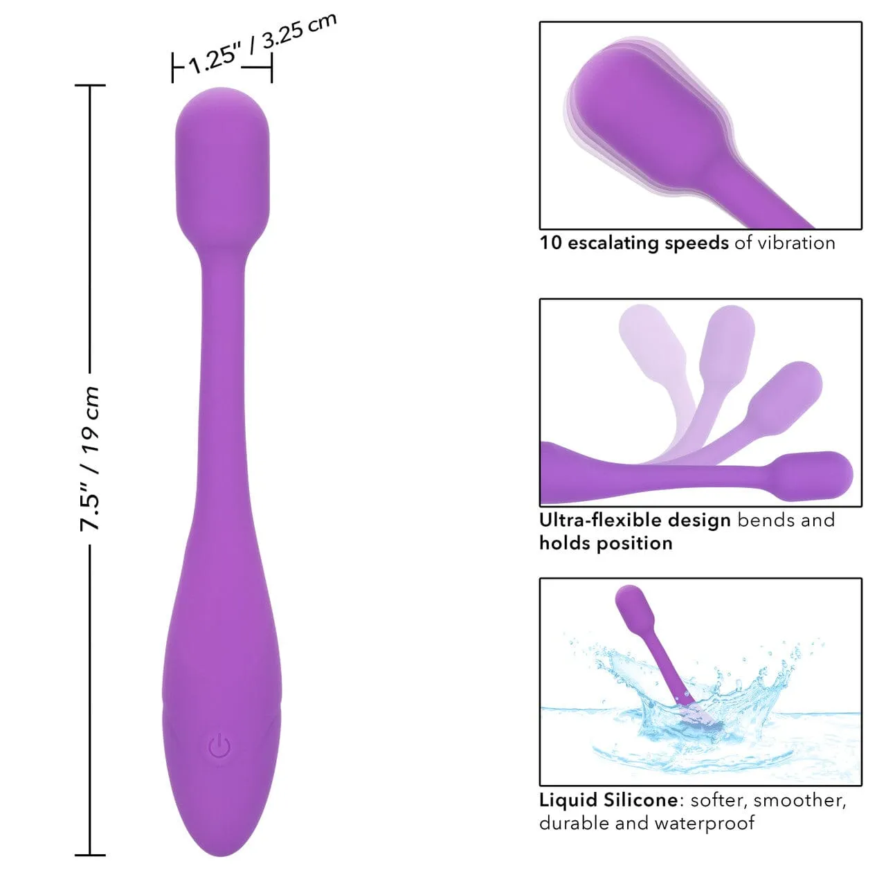 Bliss Flex-O-Teaser Soft Silicone Vibrator for Clitoral or G-Spot Stimulation
