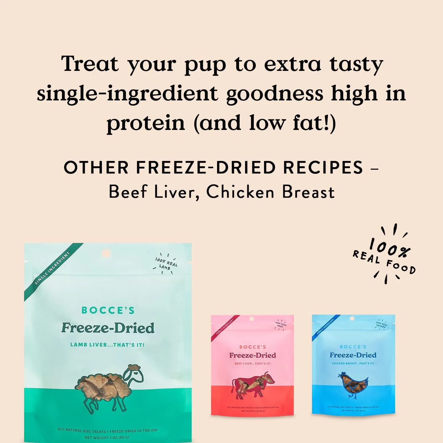 Bocce's Bakery Freeze Dried Lamb Liver Treats for Dogs - All-Natural, Freeze-Dried Treats Made with One Ingredient, Made in The USA, 3 oz