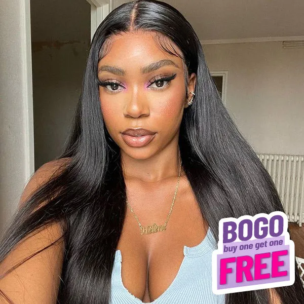 BOGO Straight Pre-cut  6x4 HD Lace Wear Go Wig Pre-plucked Natural Hairline