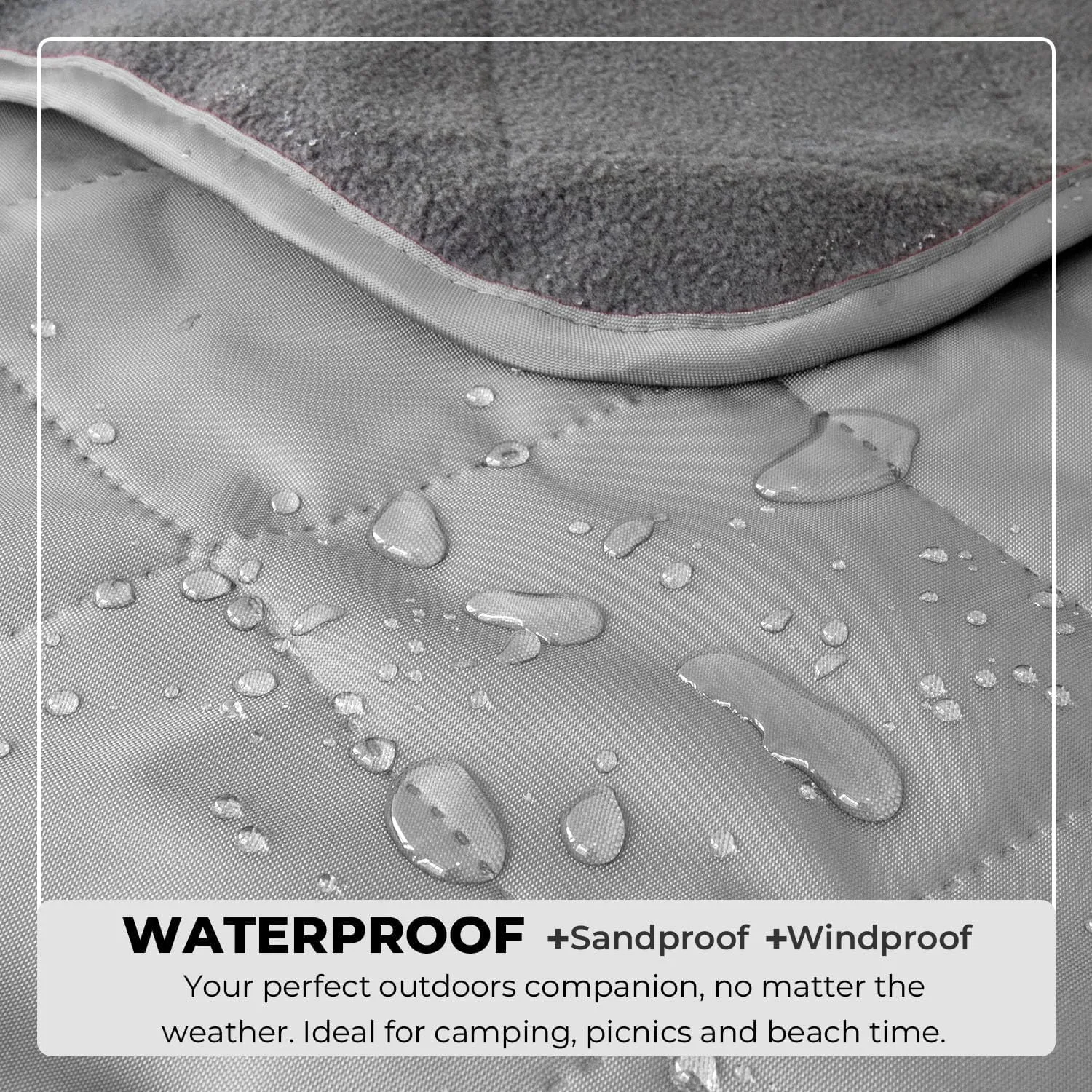 BRAWNTIDE Large Outdoor Waterproof Blanket - Extra Thick Fleece, Warm, Windproof, Sandproof, Quilted, 82" x 55", Ideal for Beaches, Picnics, Camping, Stadiums, Dogs, Car