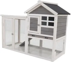 Bunny cage Outdoor Bunny Hutch Guinea Pig Cages Ferret cage with Waterproof Sunshade with Deep Not Leak Pull Out Tray(Grey(one Removable Tray))(W1431110991)