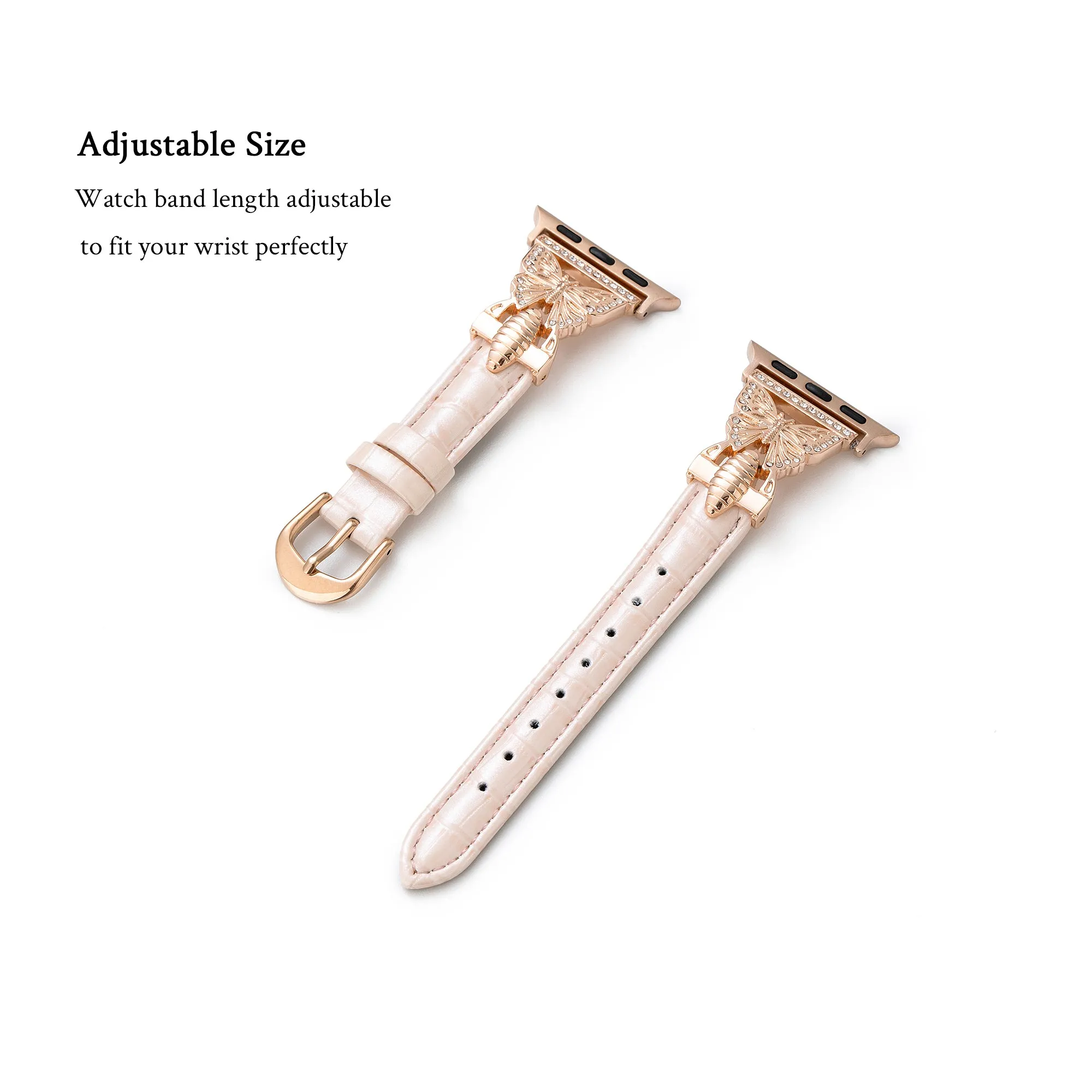 Butterfly Linked Leather Watch Band