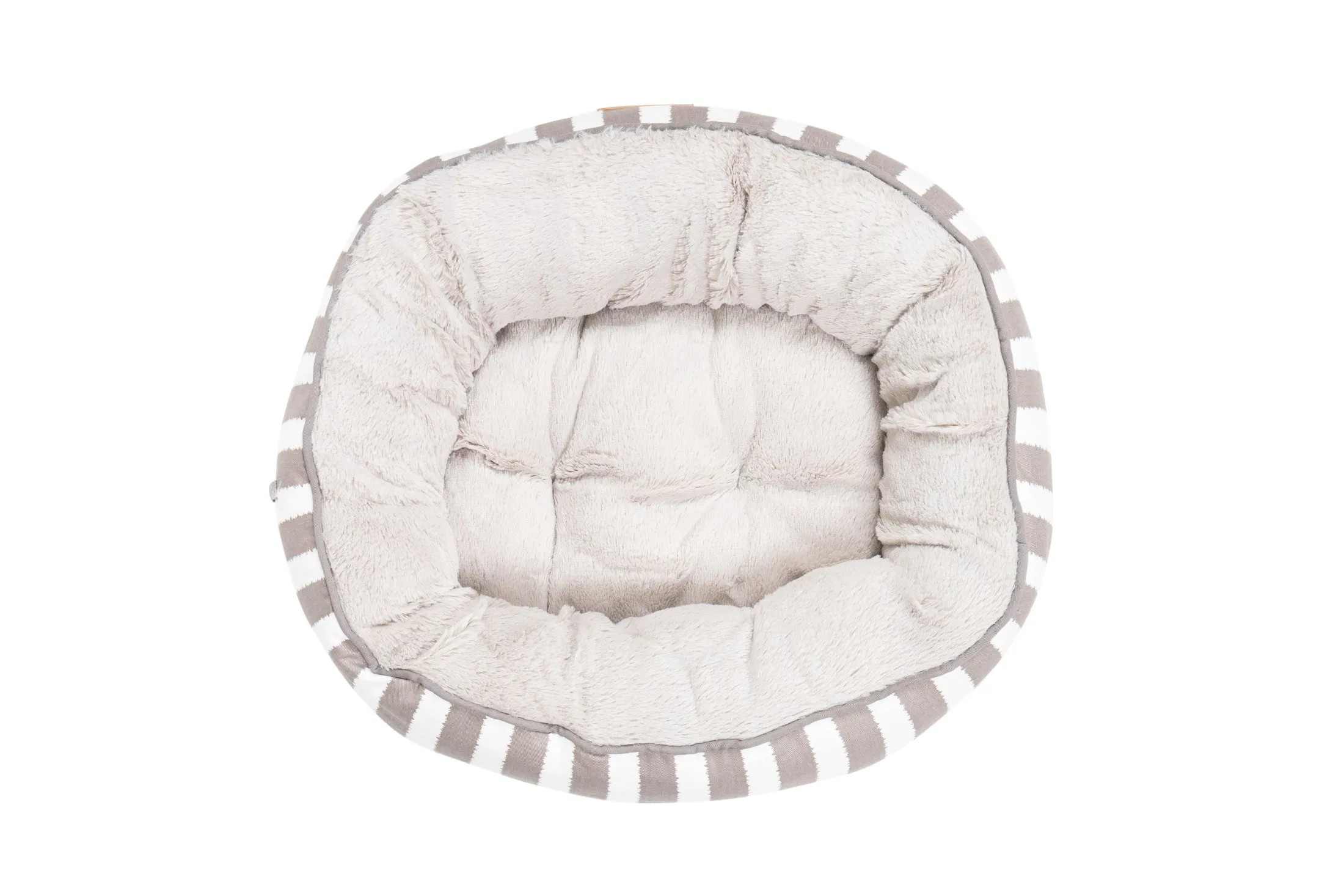 Cat Bed - Reversible - Latte Hamptons Stripe
