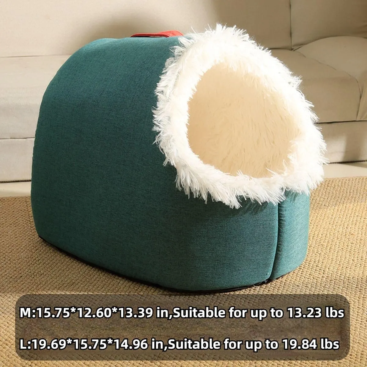 Cat Bed, Self-Warming 2 in 1 Foldable Cave House Animal Shape Nest Pet Sleeping Bed with Removable Cushion (Grey,Medium)