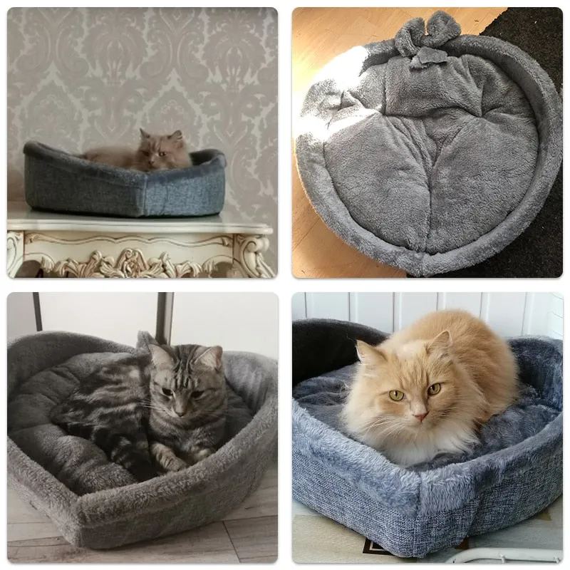 Cat Bed Soft Velvet Heart Shaped Nest