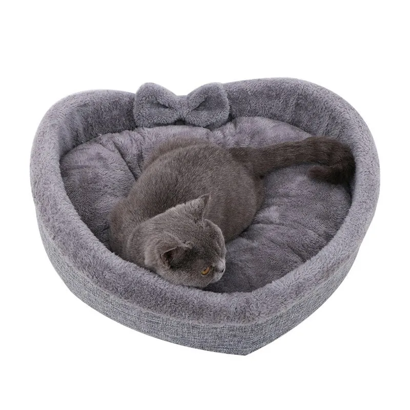 Cat Bed Soft Velvet Heart Shaped Nest