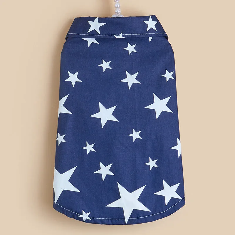 Cat Clothes Pet Clothing Summer Five-Pointed Star Shirt Dog Clothing