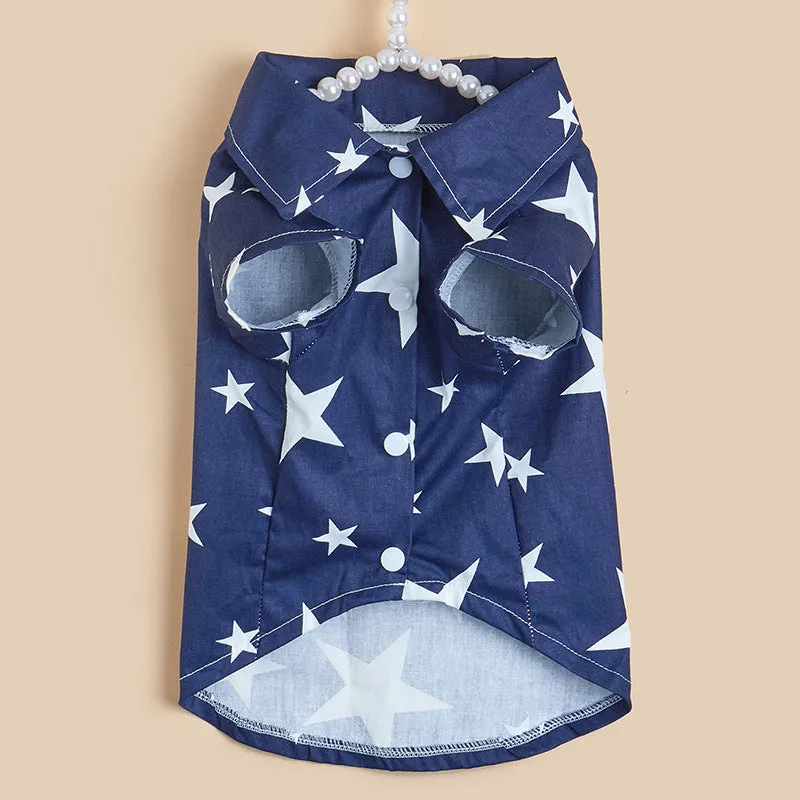Cat Clothes Pet Clothing Summer Five-Pointed Star Shirt Dog Clothing