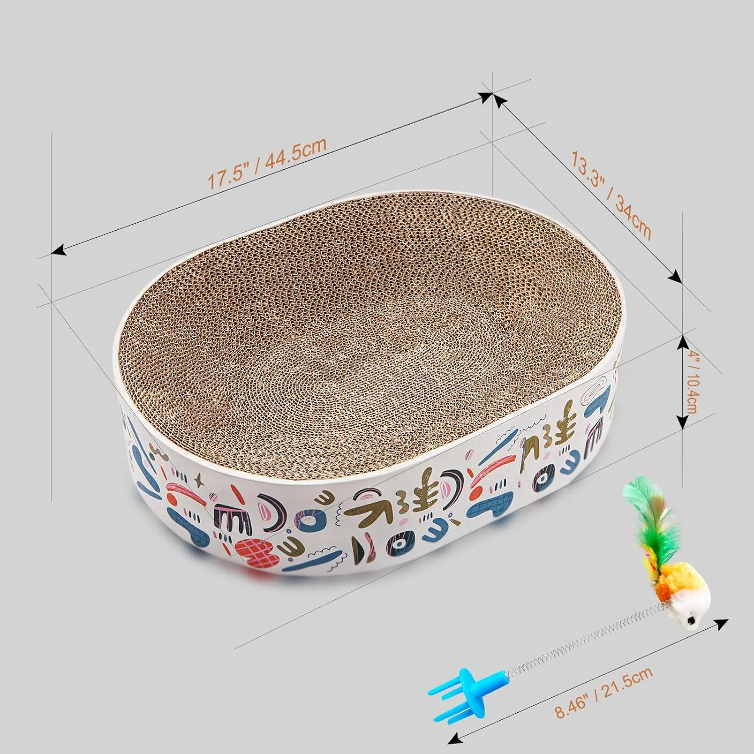 Cat Scratcher Carboard,Oval Cat Scratch Pad,Cat Scratcher Lounge Bed Nest Bowl with an Interactive Cat Toy for Cats Grinding Claw Indoor