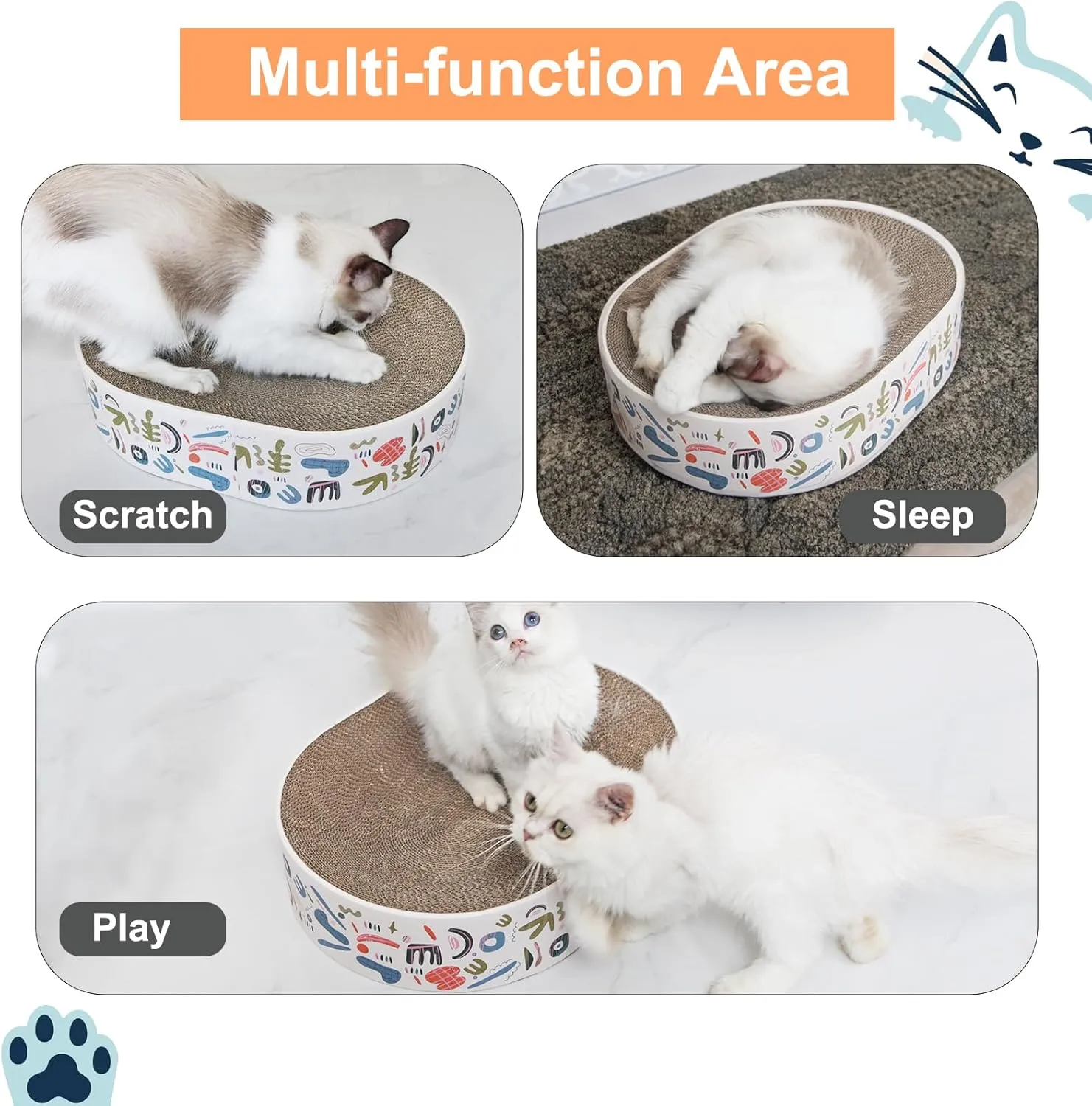Cat Scratcher Carboard,Oval Cat Scratch Pad,Cat Scratcher Lounge Bed Nest Bowl with an Interactive Cat Toy for Cats Grinding Claw Indoor