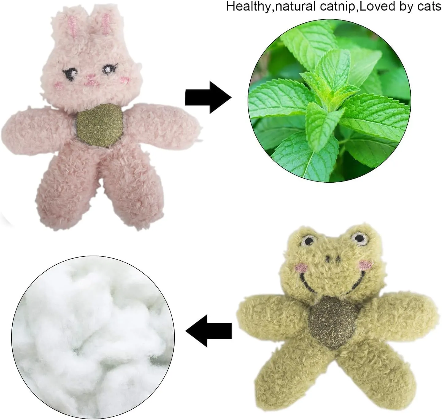 Cat Toys with Catnip Kitten Chew Bite Supplies Boredom Relief Fluffy Kitty Teeth Cleaning Chewing Cat Lovers Interactive Plush Gift (Rabbit)