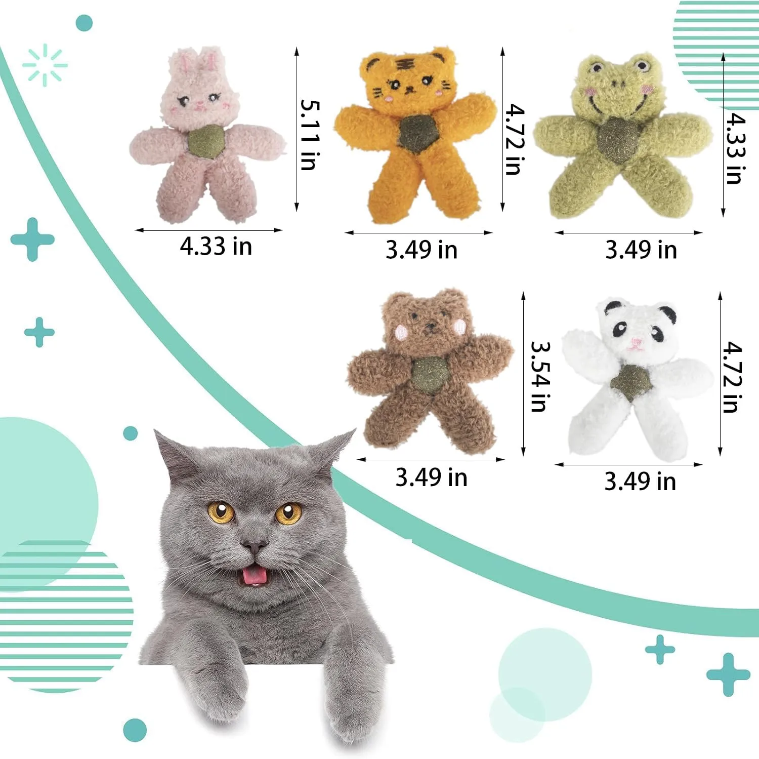 Cat Toys with Catnip Kitten Chew Bite Supplies Boredom Relief Fluffy Kitty Teeth Cleaning Chewing Cat Lovers Interactive Plush Gift (Rabbit)
