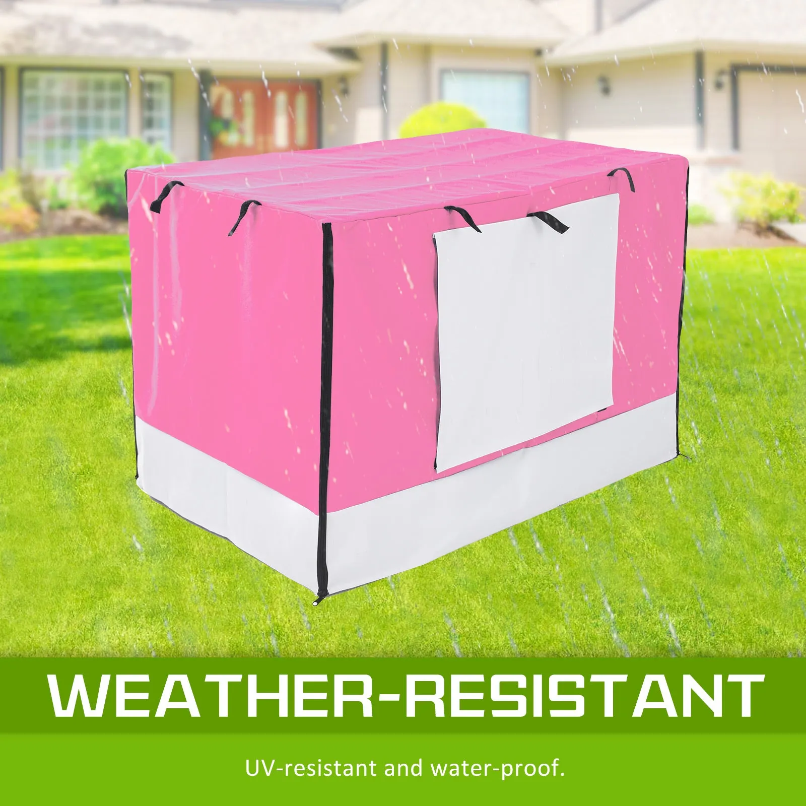 Collapsible Wire Dog Crate, Double Doors, 30in   Pink Cover