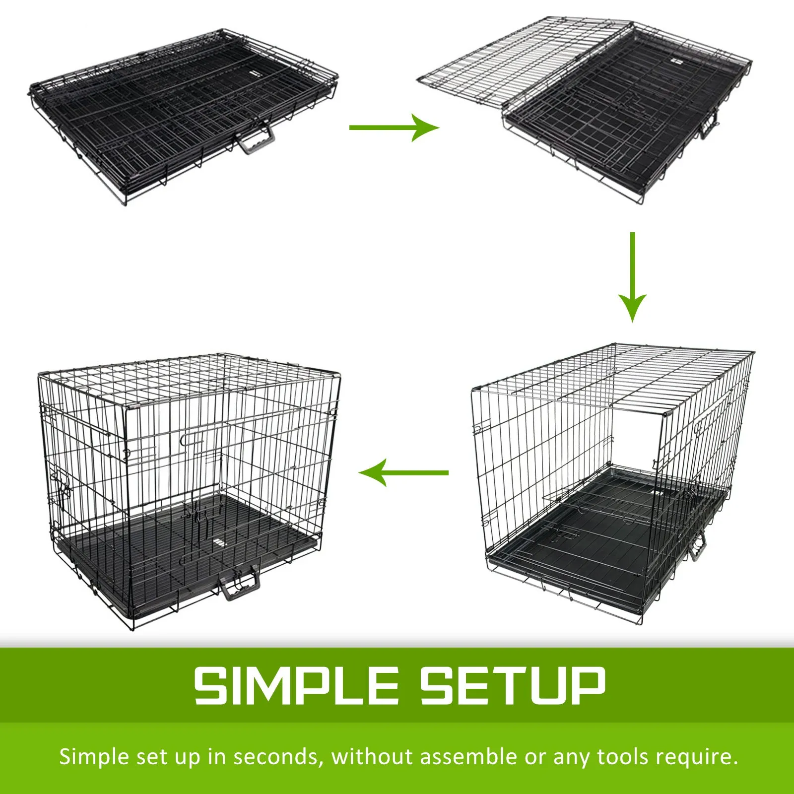 Collapsible Wire Dog Crate, Double Doors, 30in   Pink Cover