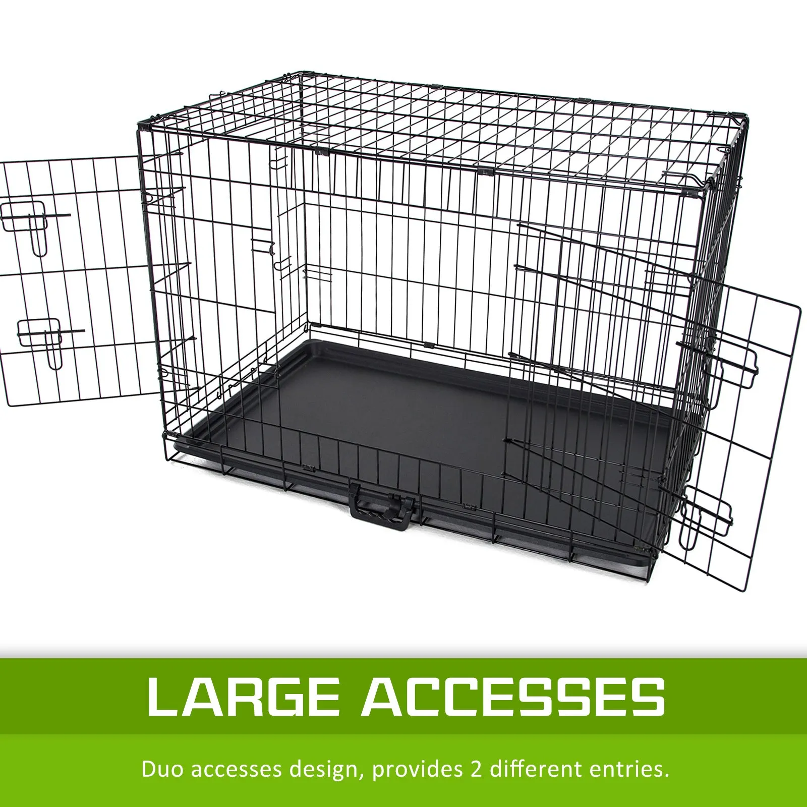 Collapsible Wire Dog Crate, Double Doors, 30in   Pink Cover