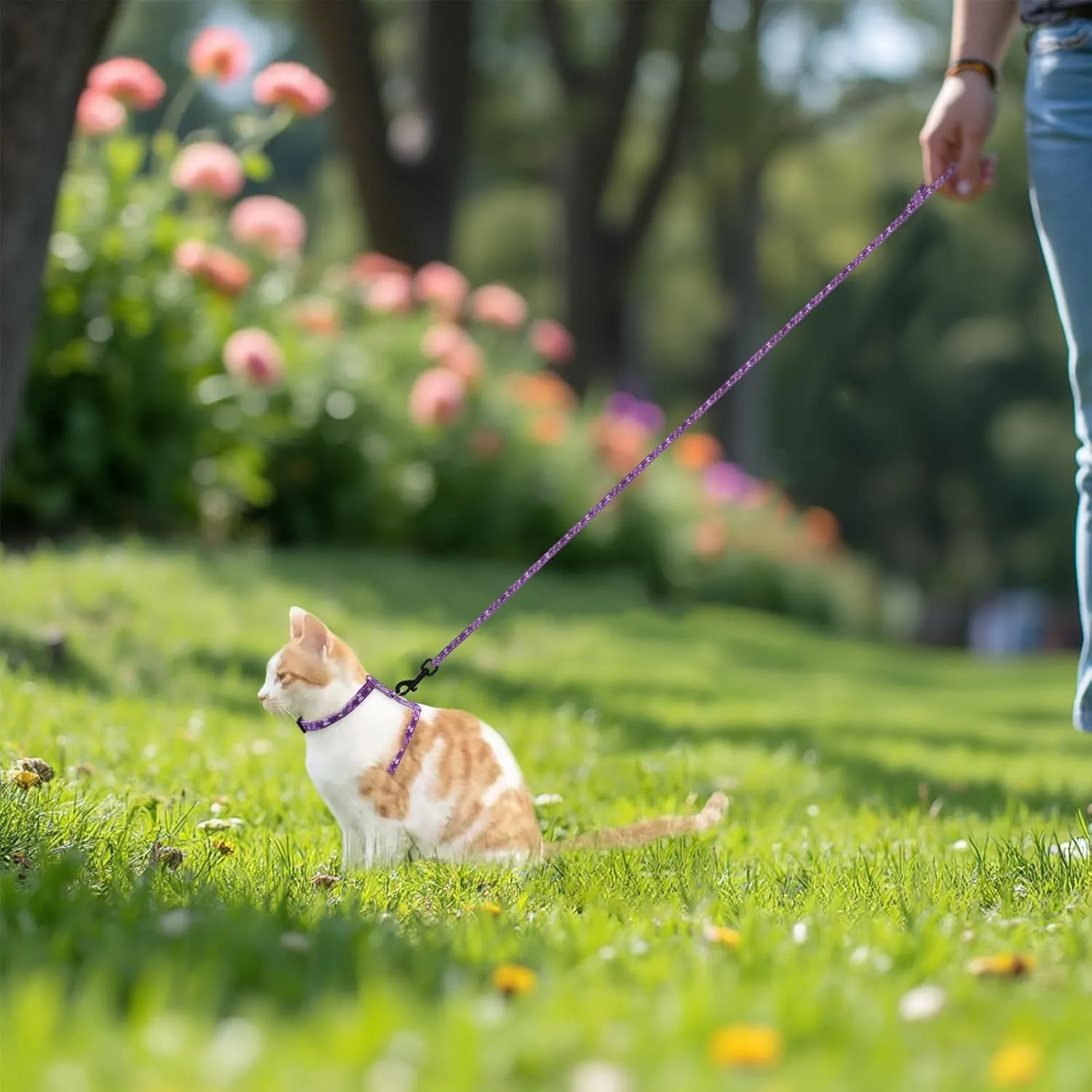 Cotton Cat Harness and Leash Set, Escape-Proof Adjustable Soft Harness for Kitten, Small & Large Cats, Ideal for Travel & Outdoor Walking (Butterfly)