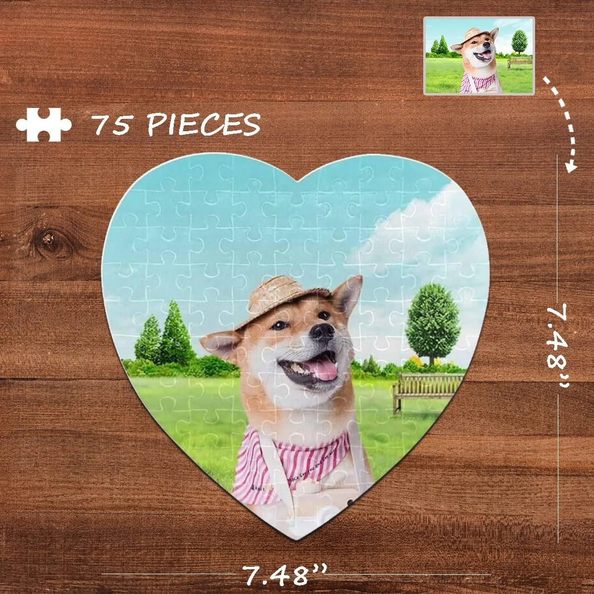Custom Photo Green Heart-Shaped Jigsaw Puzzle Best Indoor Gifts For Lover 75 Pieces