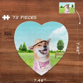 Custom Photo Green Heart-Shaped Jigsaw Puzzle Best Indoor Gifts For Lover 75 Pieces